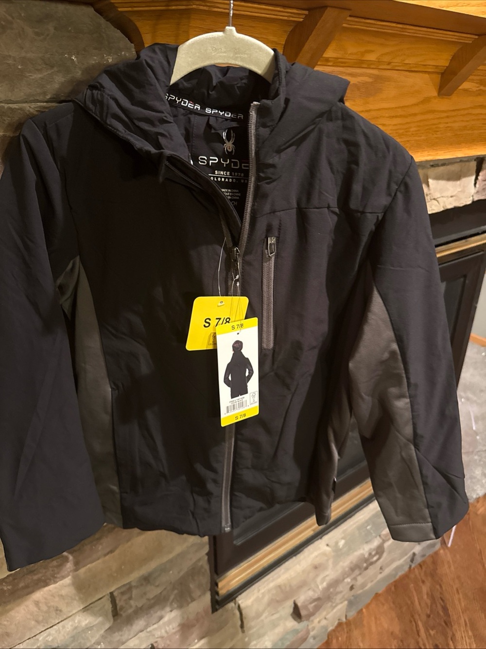 Spyder Youth Superlite Jacket Black Size S 7/8 Lightweight Hooded Coat NWT